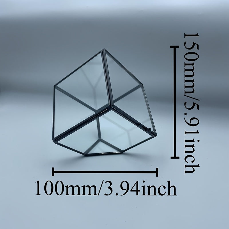 150mm -Glass Aquarium Suitable for Moss Terrariums - Handcrafted Geometric Terrarium Tank with HD View Panel, Sturdy Durable Black Frame for Low-Maintenance Miniature Ecosystems, Office & Garden Decoration (Moss Planting), DIY Craft Materials