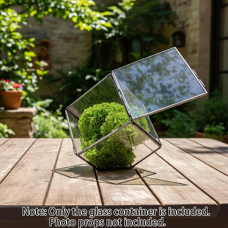 150mm -Glass Aquarium Suitable for Moss Terrariums - Handcrafted Geometric Terrarium Tank with HD View Panel, Sturdy Durable Black Frame for Low-Maintenance Miniature Ecosystems, Office & Garden Decoration (Moss Planting), DIY Craft Materials