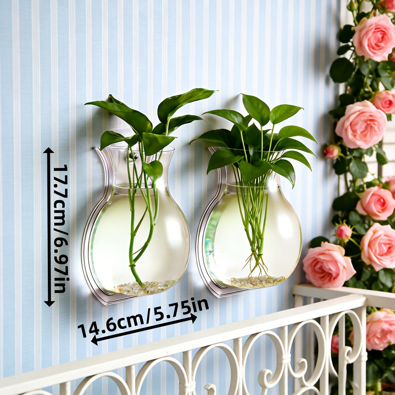 Clear Wall-Mounted Planter, Sturdy Hanging Flower Pot, Compact Fish Tank, Floral Basket, Hydroponic System, Decorative Bonsai Holder, Ideal Transparent Vase for Balcony, Bedroom, Hallway, Yard, And Garden, Perfect Gift for Loved Ones